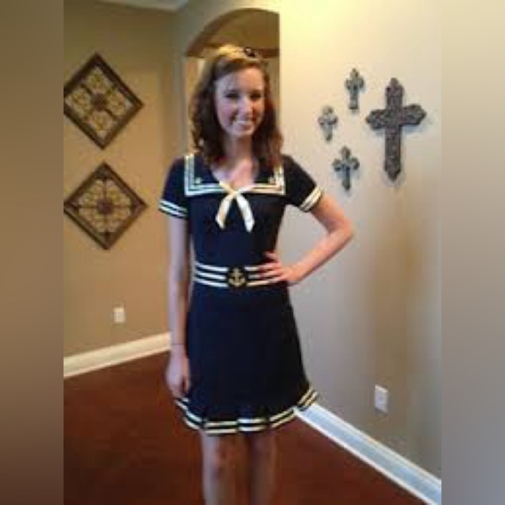 EUC Women’s Size M Medium Patriotic Navy Sailor Halloween Costume Pin-Up Dress - Picture 2 of 12